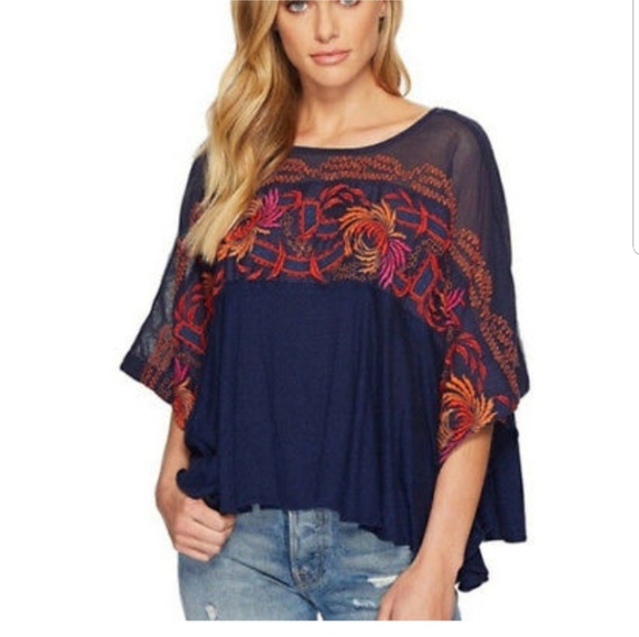 Free People Tops - 🆕️ Free people embroidered oversized tee.